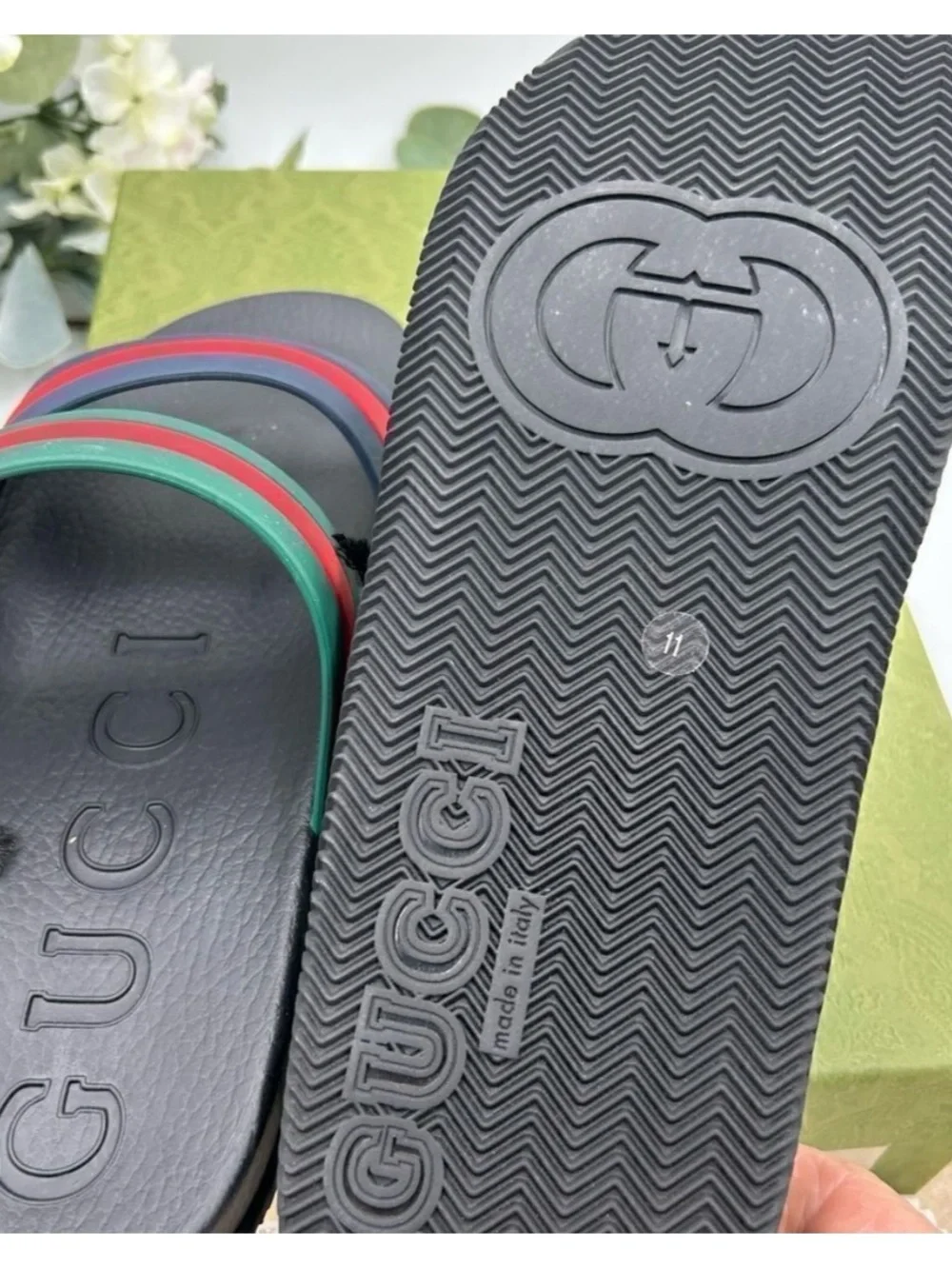 Men's Gucci, Agrado double strap sandals size 11, made in Italy